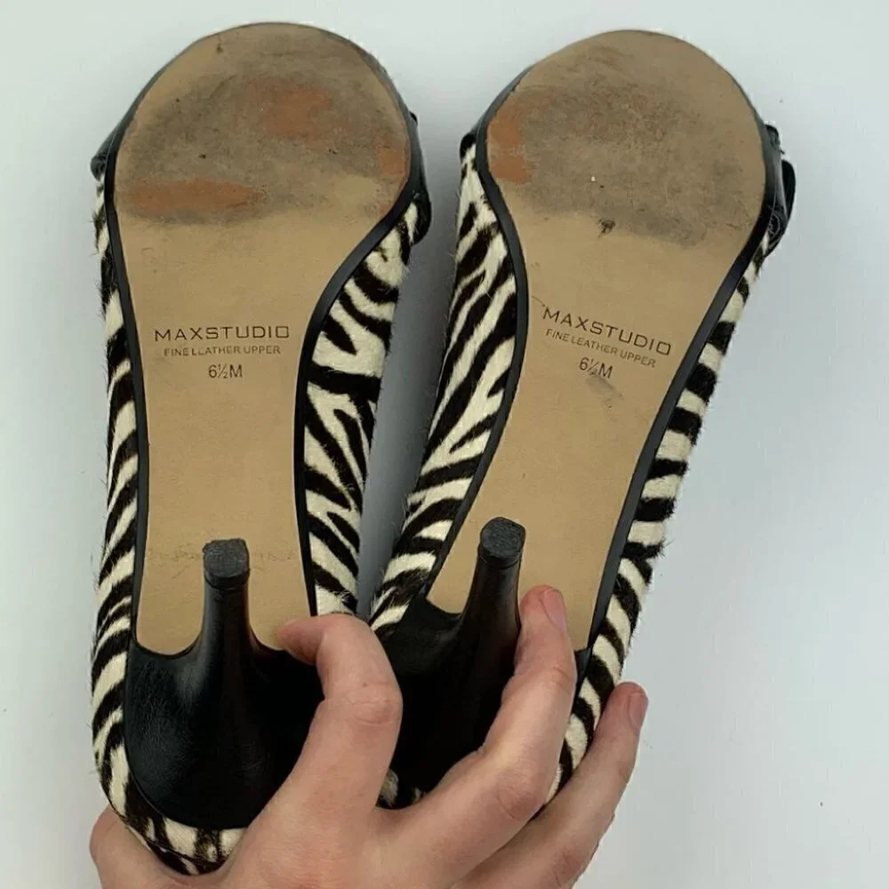Max studio heels size 6.5 calf hair peep toe